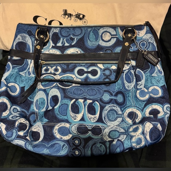 SALE - Coach 19881 Poppy Glam Large Tote Bag Y2K (Multi Denim Blue) - GUC - Picture 1 of 12